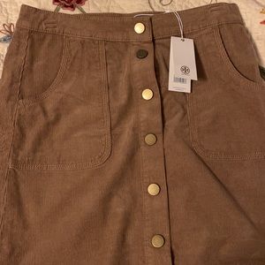 Tory Burch, button-up corduroy skirt, size 4